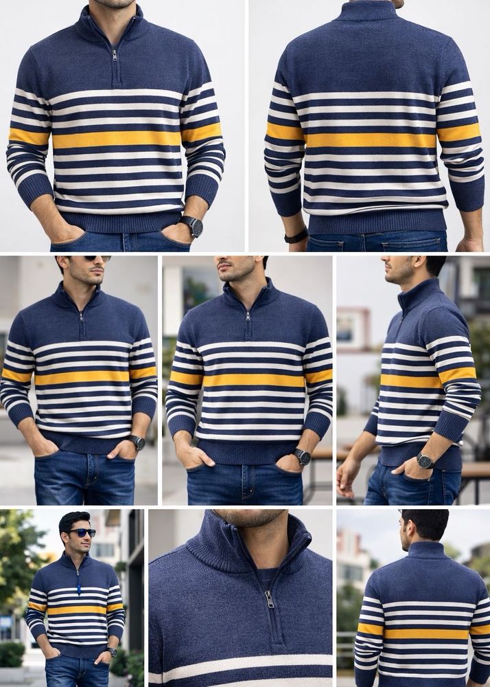 Teamspirit Striped 1/4 Zip Sweater