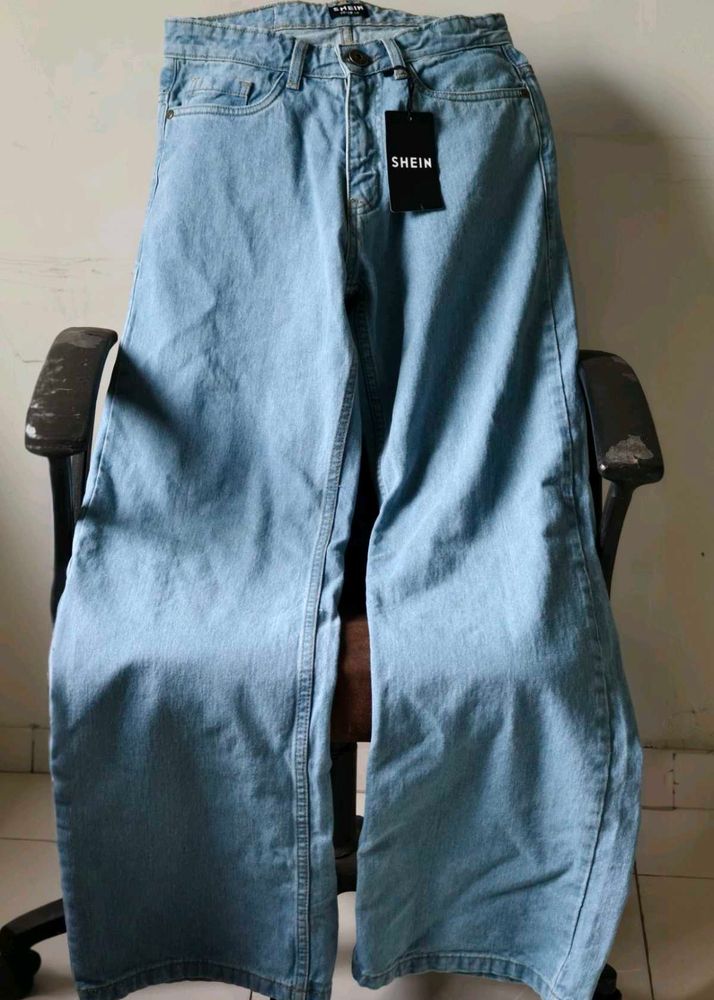SHEIN Light Wash Wide Leg Jeans