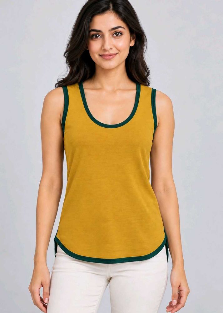 Mustard Yellow Tank Top with Contrast Trim