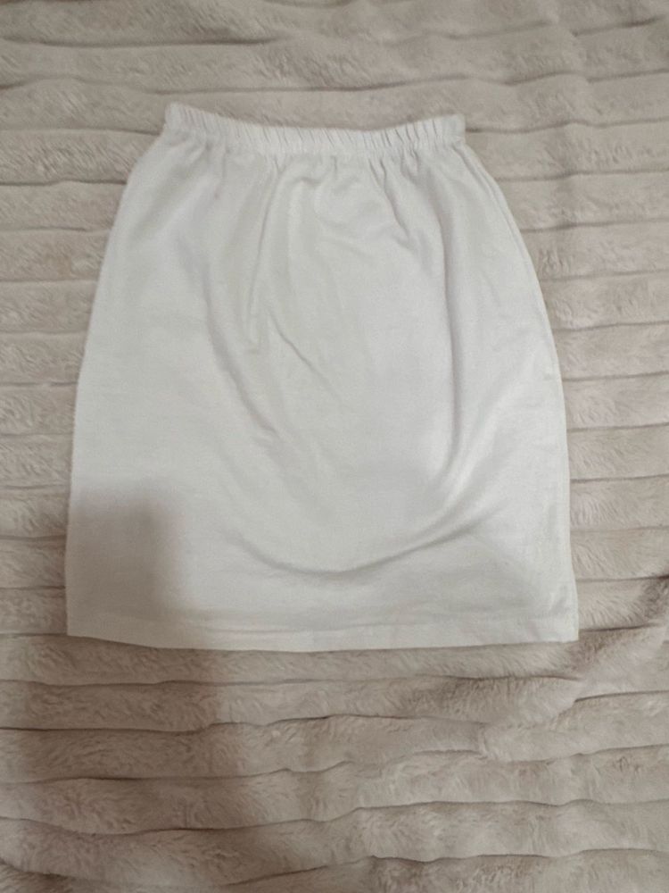White Heart Print Mini Skirt