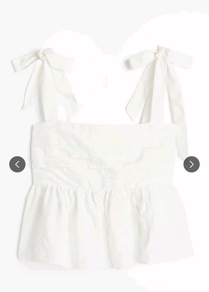 Chic White Tie-Shoulder Peplum Top