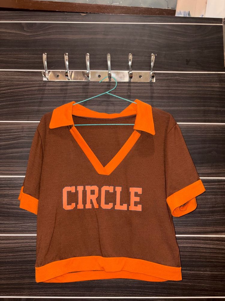 Retro Brown &amp; Orange "Circle" Top