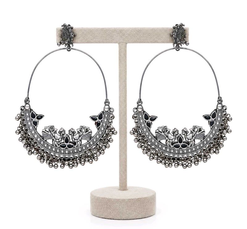 Oxidised Silver Hoop Earrings