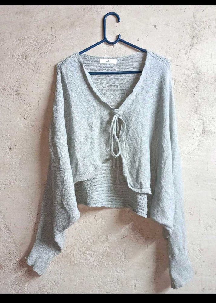 Light Grey Cropped Knit Shrug