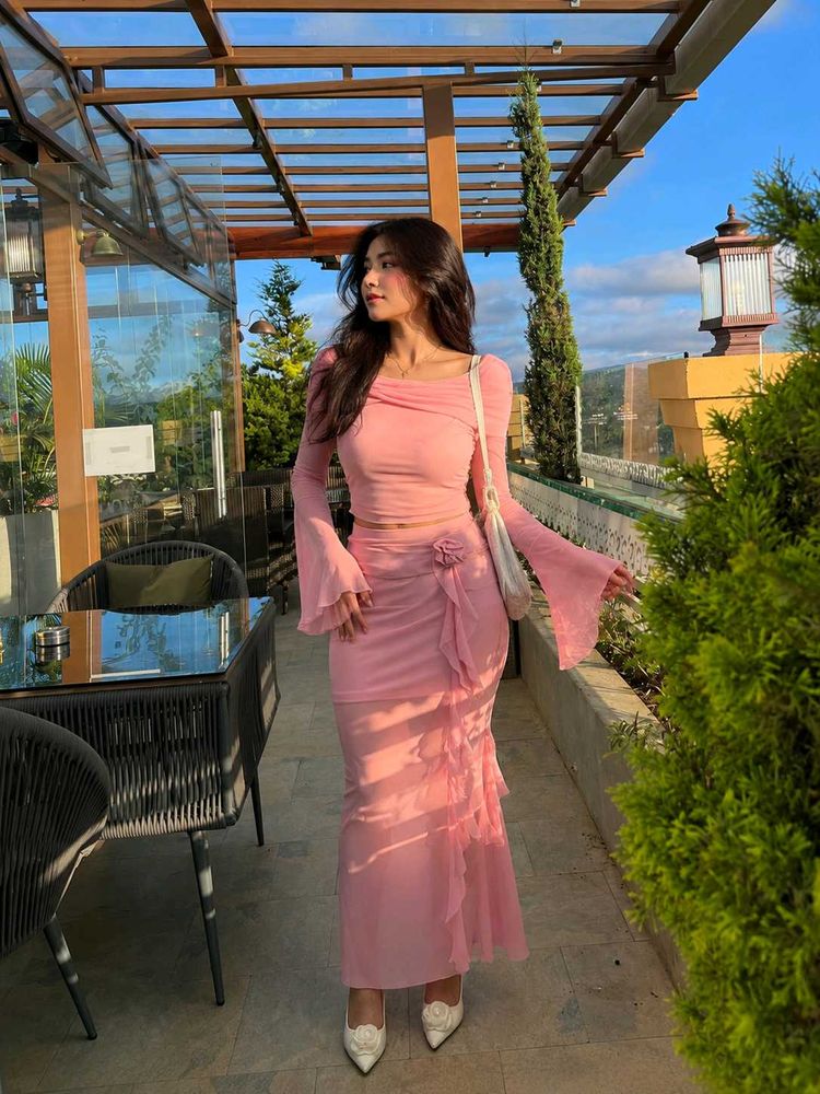 Elegant Pink Two-Piece Set