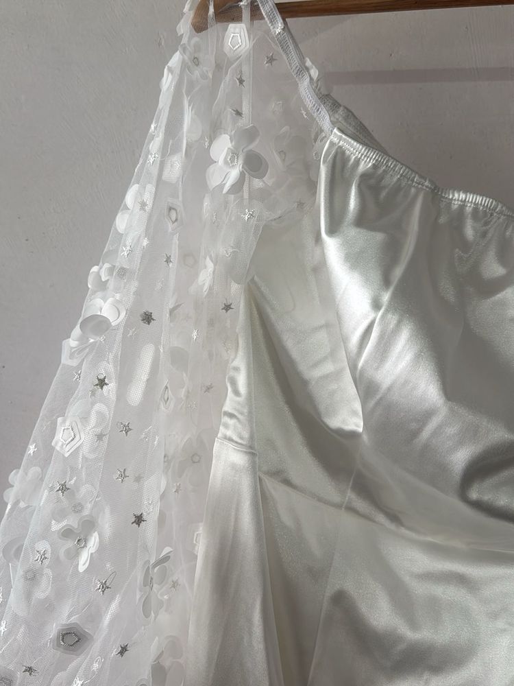 Off-Shoulder White Floral Wedding gown (SHEIN)