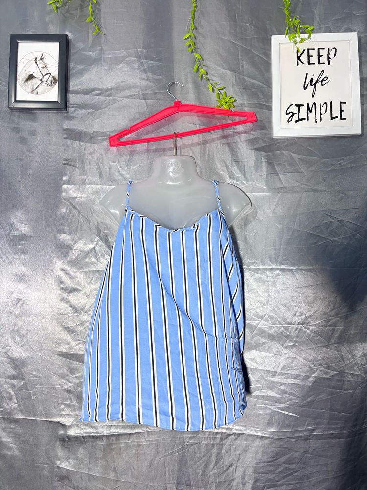 Blue Striped Spaghetti Strap Top