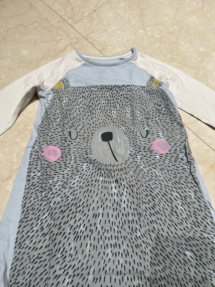 Cute Bear Print Night Dress