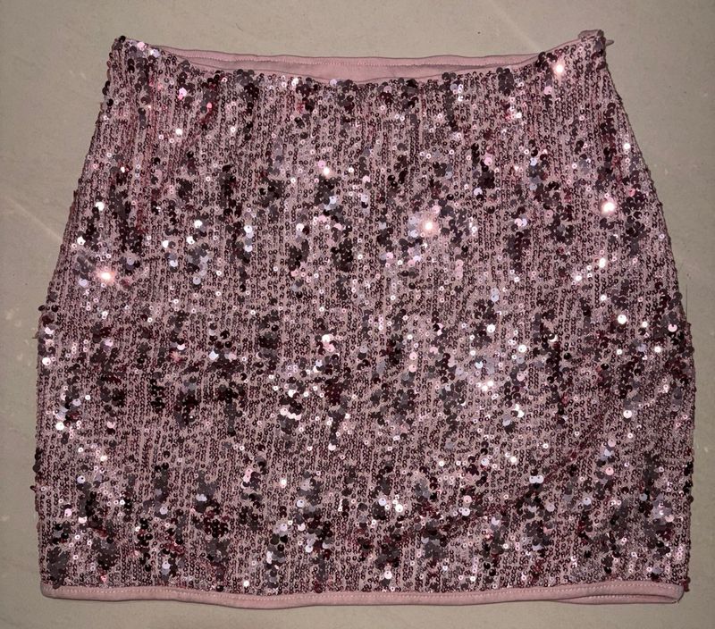 Sparkly Pink Sequin Mini Skirt
