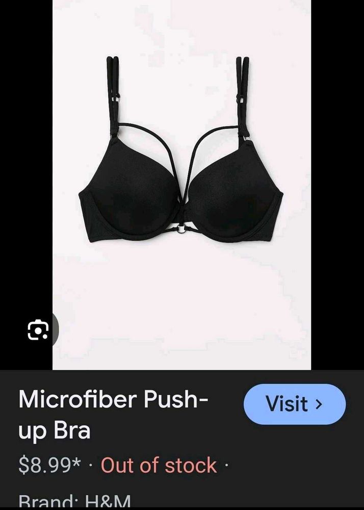 (H&amp;M) Black Microfiber Push-up Bra