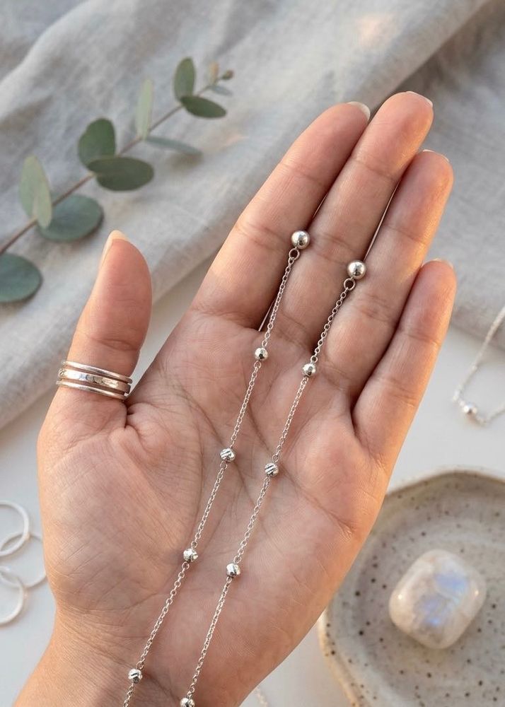 Elegant Silver Beaded Drop Earrings