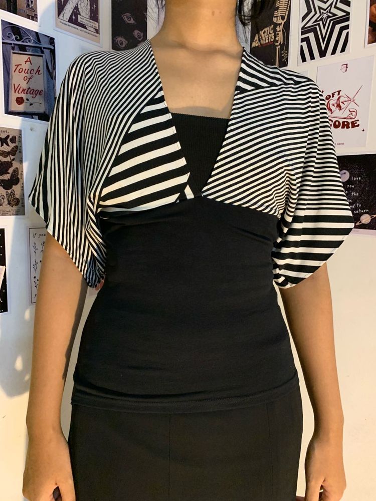 Striped Batwing Sleeve Top