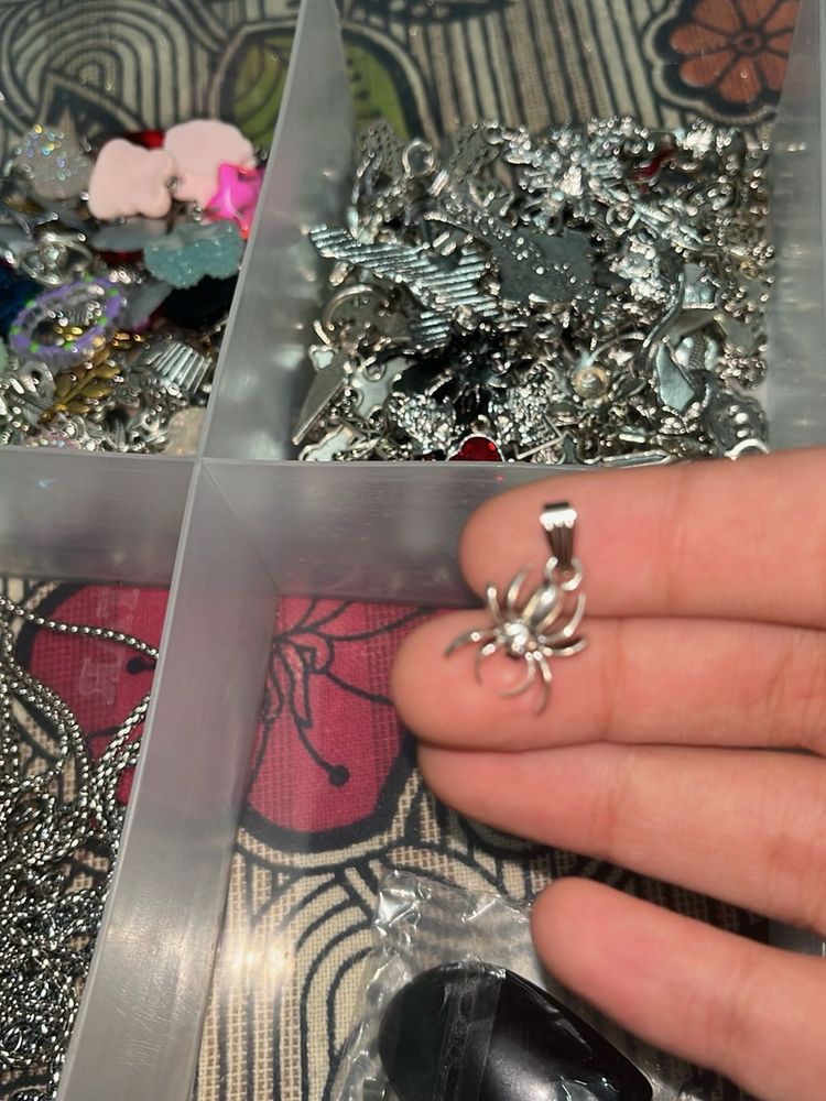 Silver Spider Charm Pendant