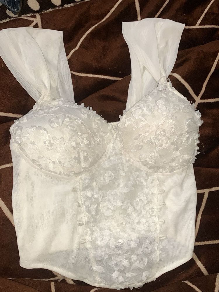 White Lace Corset Top