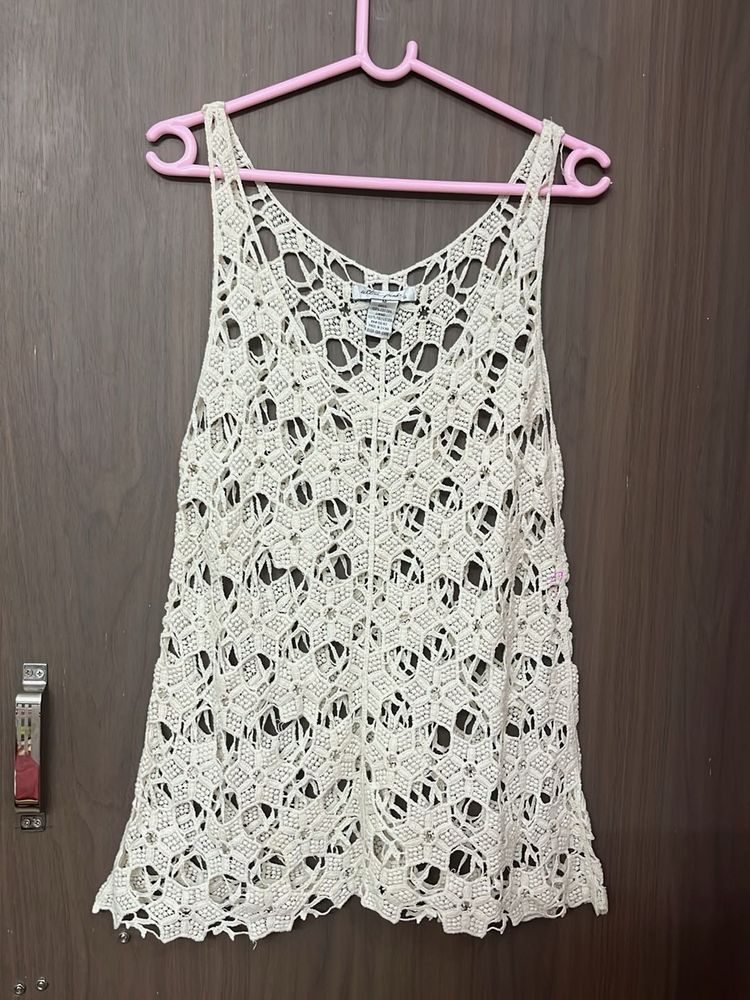 Cream Crochet Tank Top for medium and large