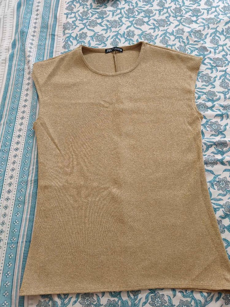 ZARA Sparkly Gold Top