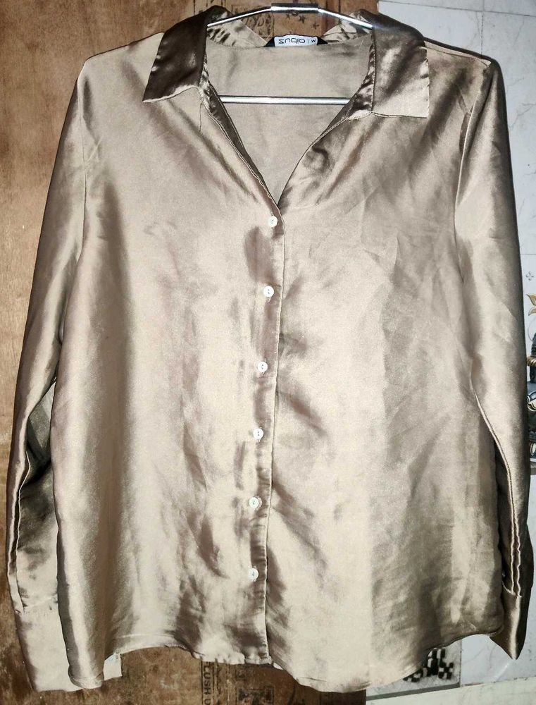 Satin Button-Up Shirt