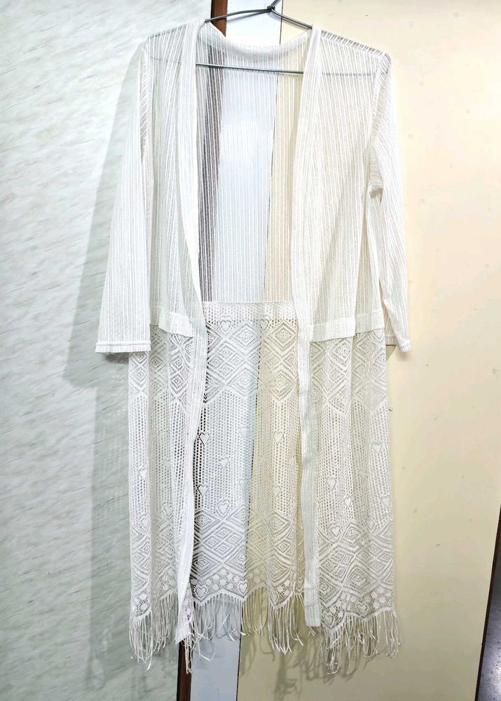 New White Sheer Long Shrug 🤍