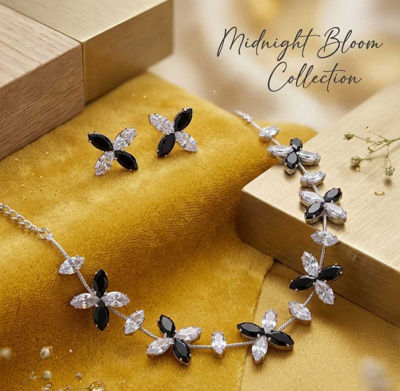 Elegant Black &amp; White Stone Jewellery Set.