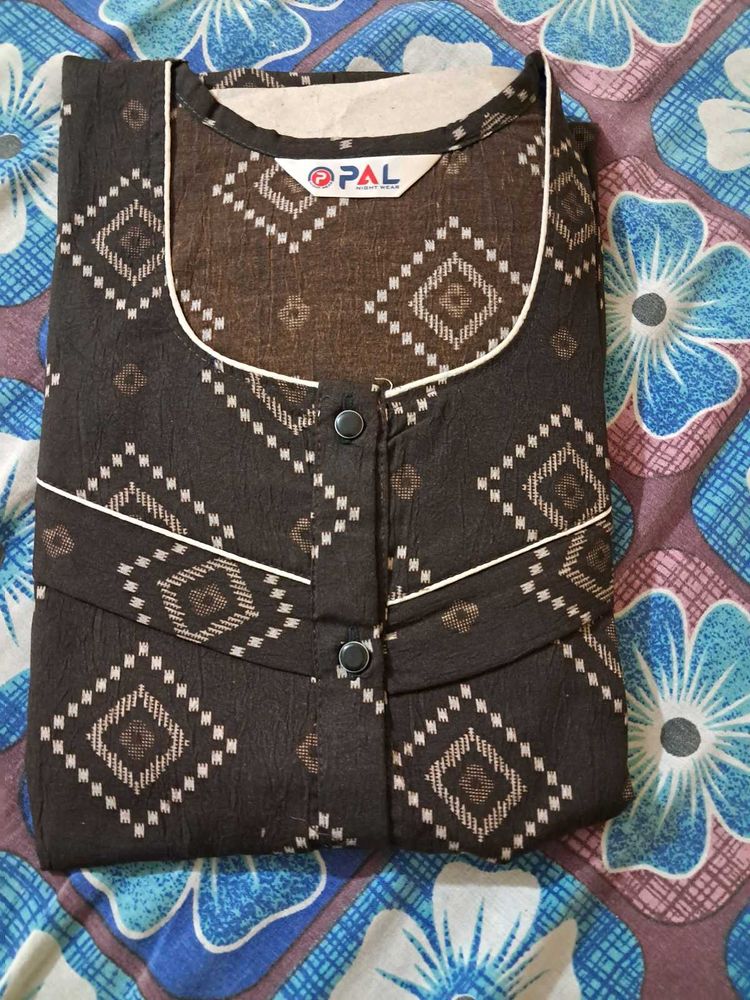 Brown Printed Nighty