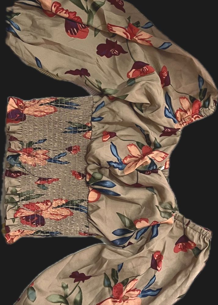 Floral Smocked Crop Top