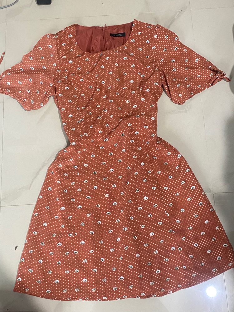 🍊Orange Rust Flower Mini Dress🍊