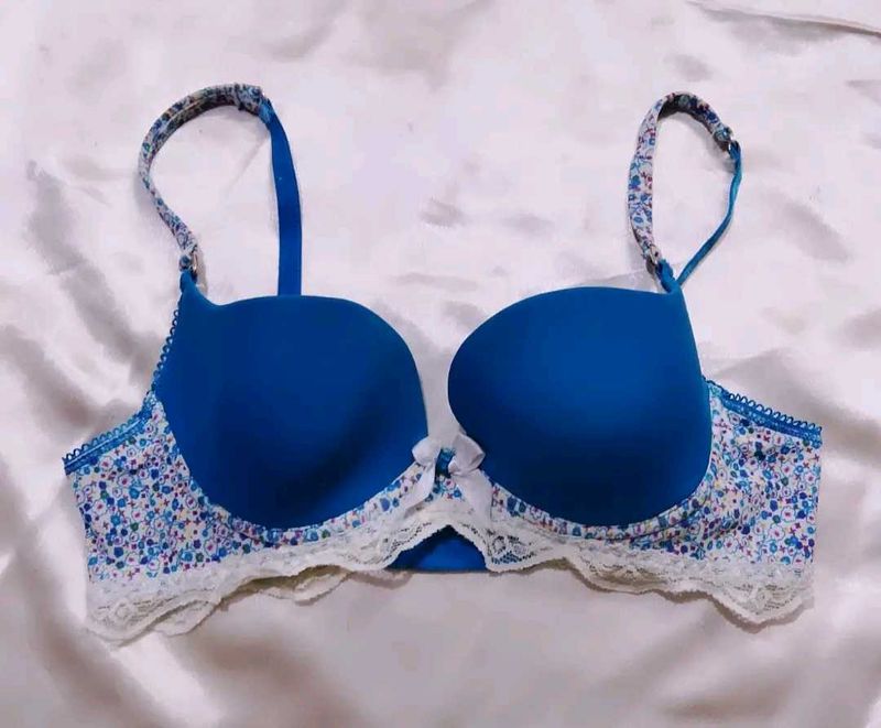 Blue Floral Bra
