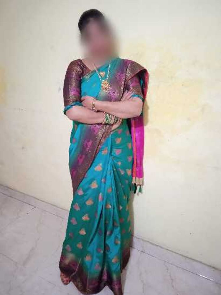 Elegant Teal &amp; Pink Silk Saree with matching blous