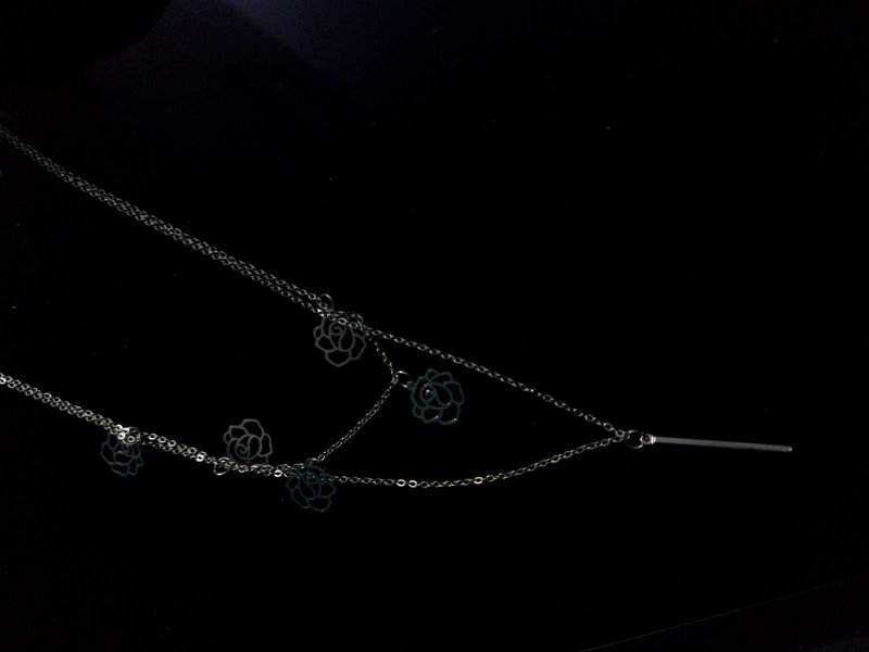 Floral / korean double Layered silver Necklace