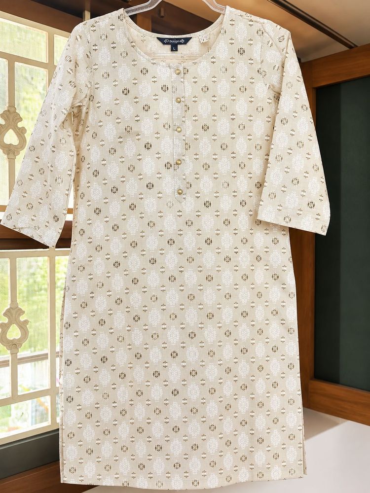 Elegant Beige Printed Kurta