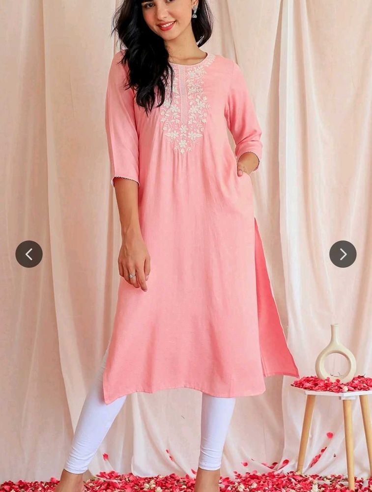 Libas Floral Embroidered Dobby Straight Kurta