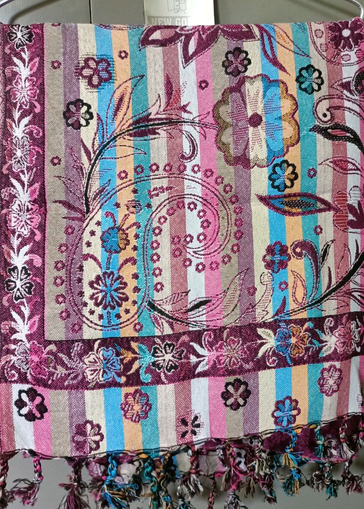 Vibrant Paisley &amp; Stripe Scarf/ Shawl/Stole