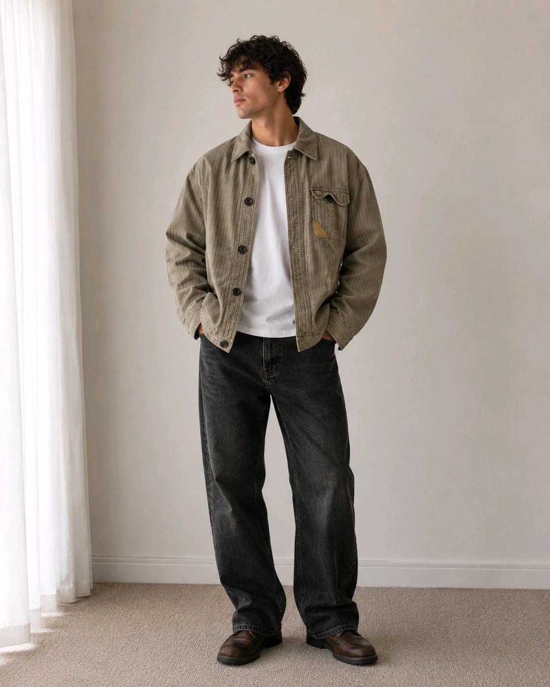 Vintage Beige Textured Utility Jacket