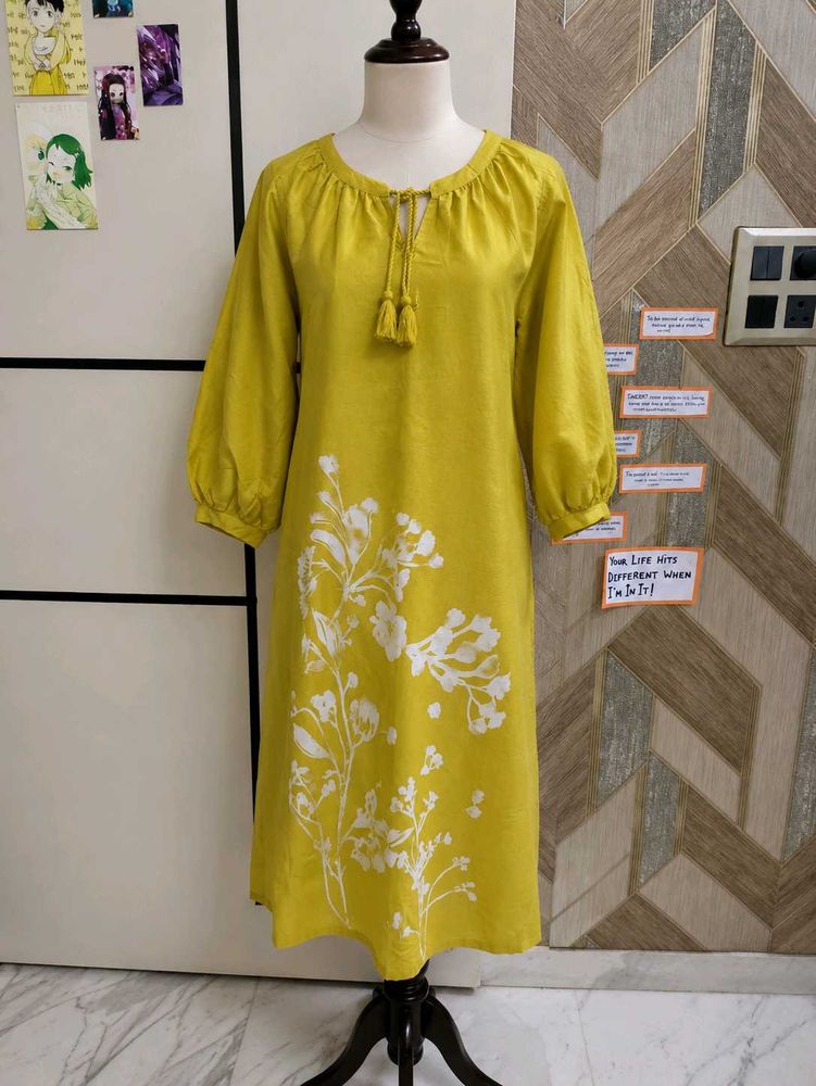 Yellow Floral Print Kurta