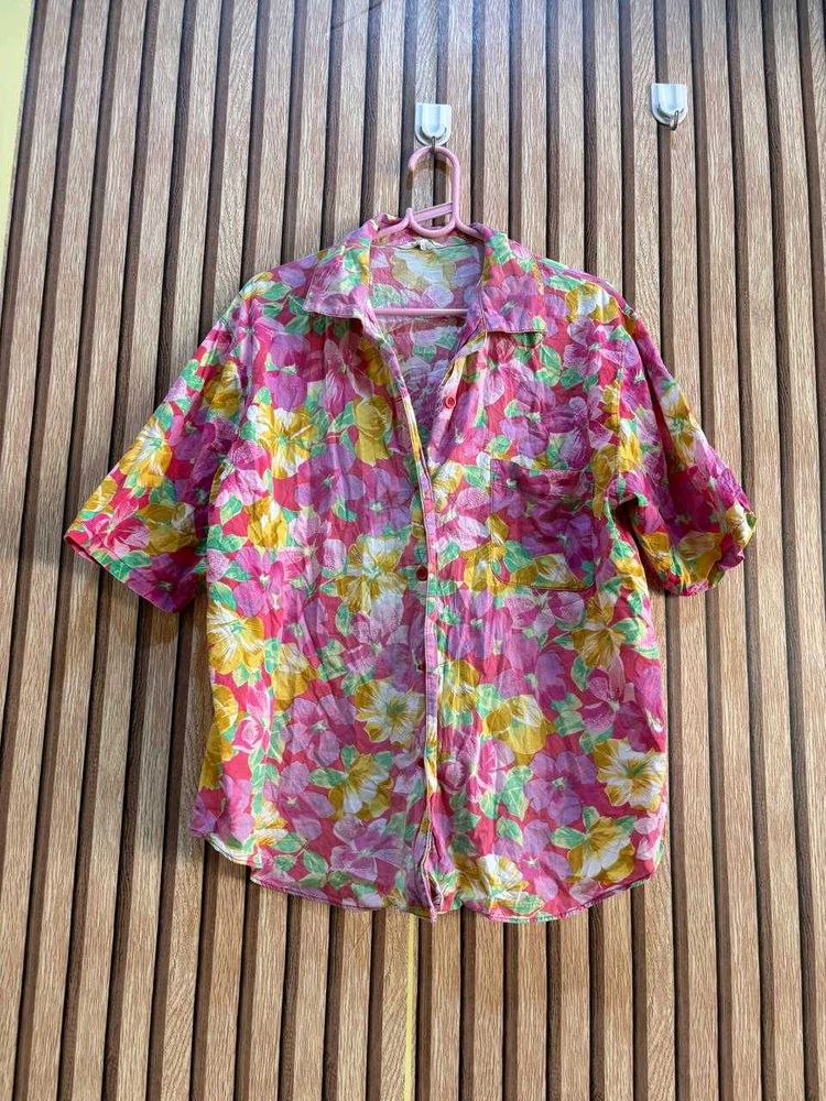 Vibrant Floral Button-Up Shirt