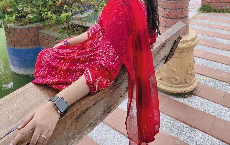 Beautiful Red Bandhani Kurta Set