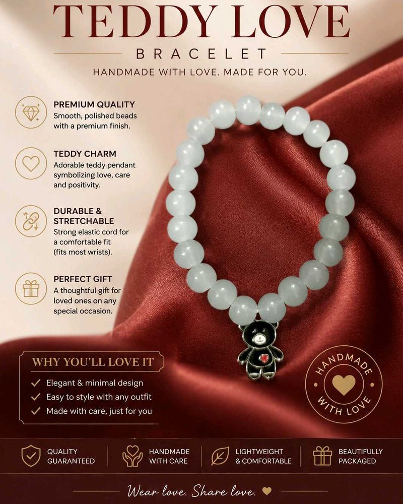 Cute Teddy Bear Charm Bracelet 🧸