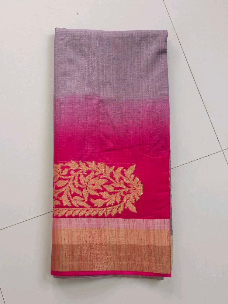 Elegant Pink &amp; Grey Saree