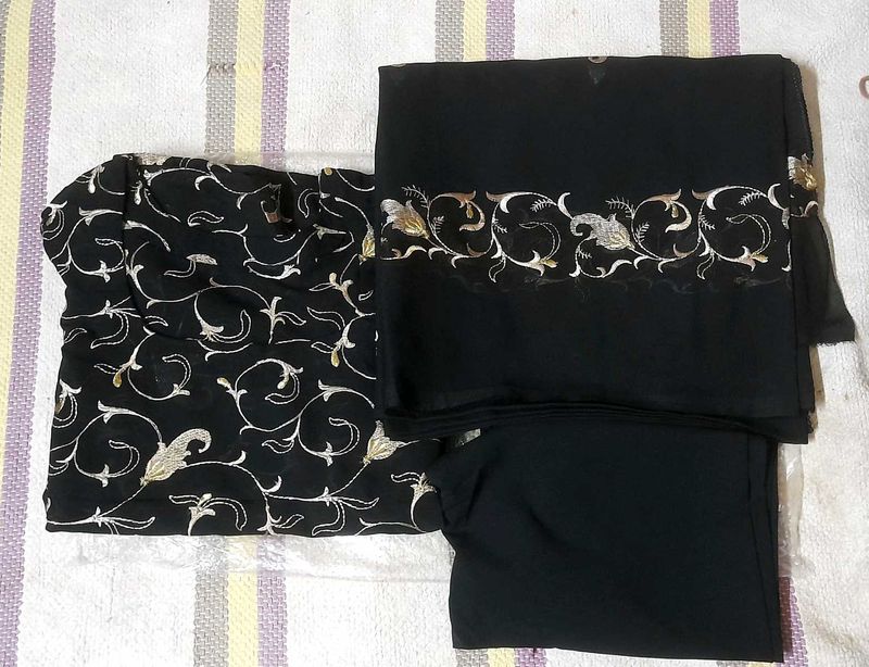 Black Heavy Embroidered Kurta Set