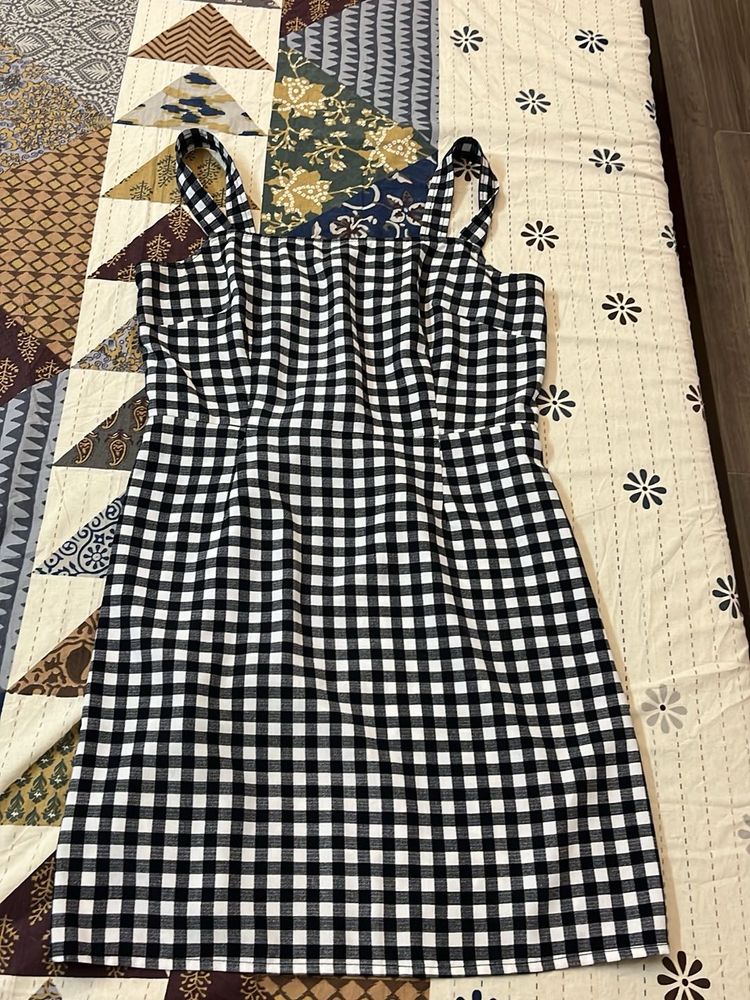 Black &amp; White Gingham Mini Dress with Shirt
