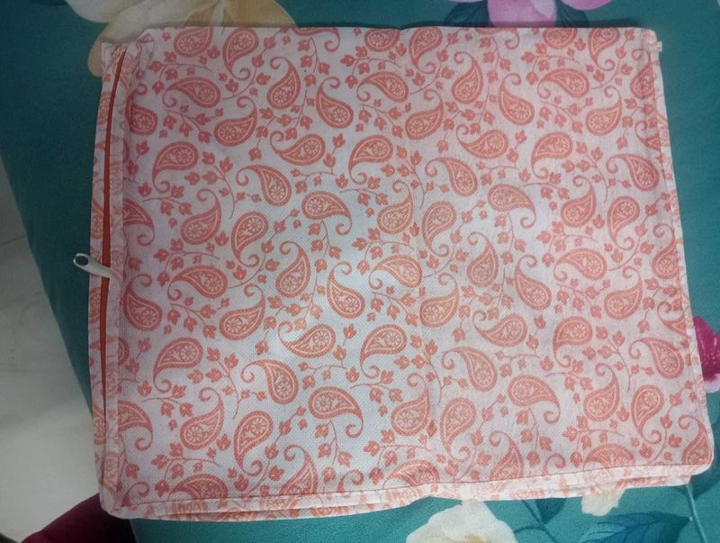 Red and printed saree bag