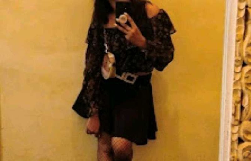 floral Top and matching black skirt combo
