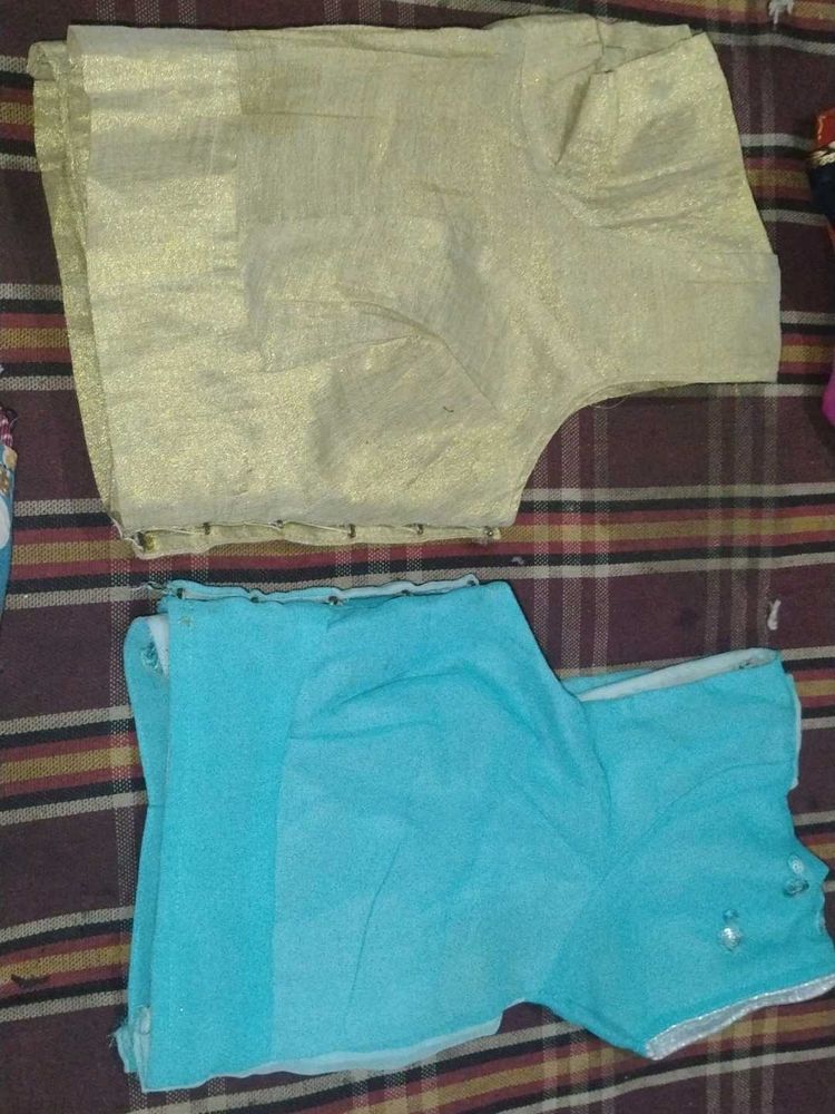 Combo of Gold &amp; Teal Blouse Set
