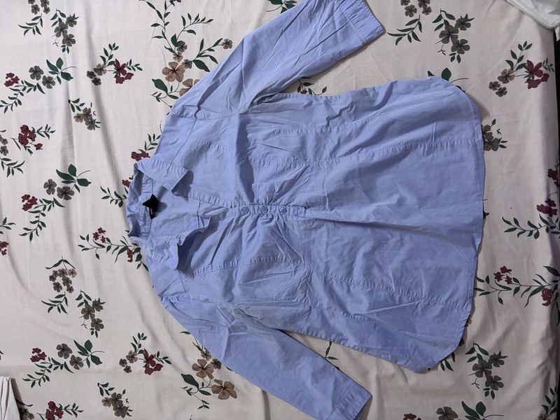H&amp;M light Blue Collared Tunic Shirt