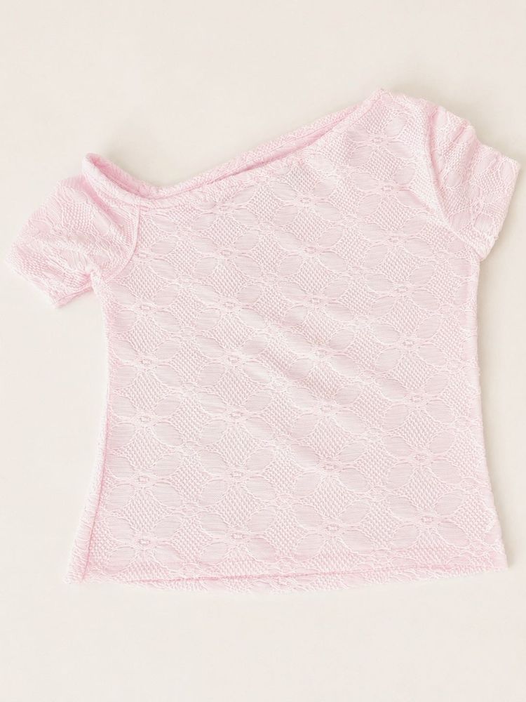 Pink Lace One Shoulder Top