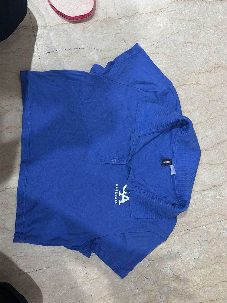 Blue LA Baseball Polo Shirt