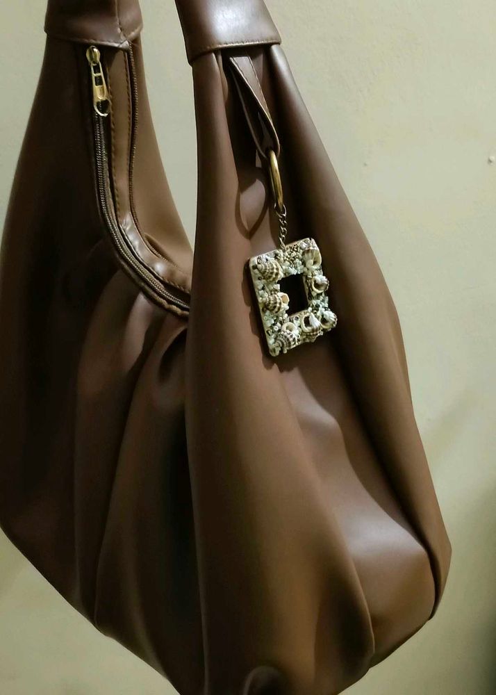 Chic Brown Ruched Hobo Bag
