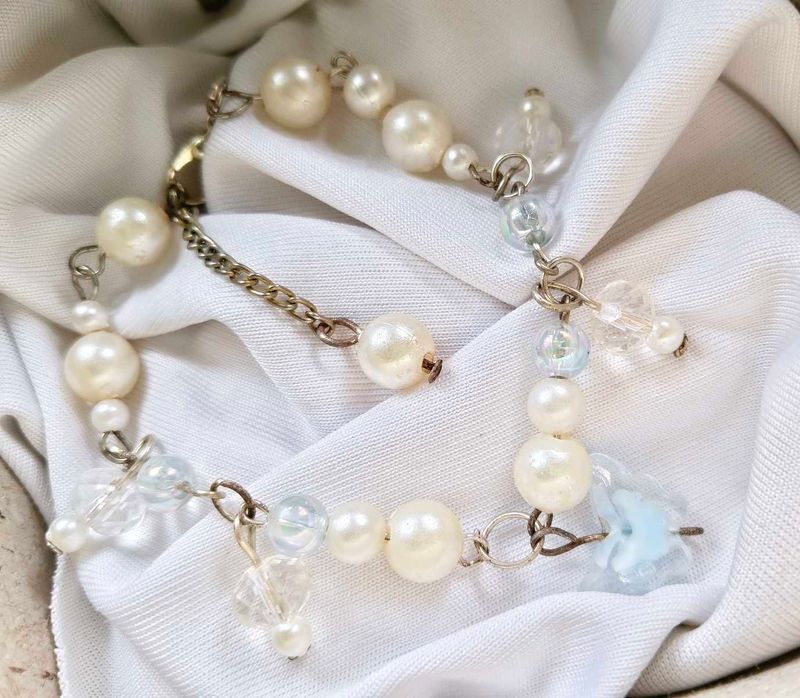 Charming Pearl &amp; Butterfly Charm Bracelet