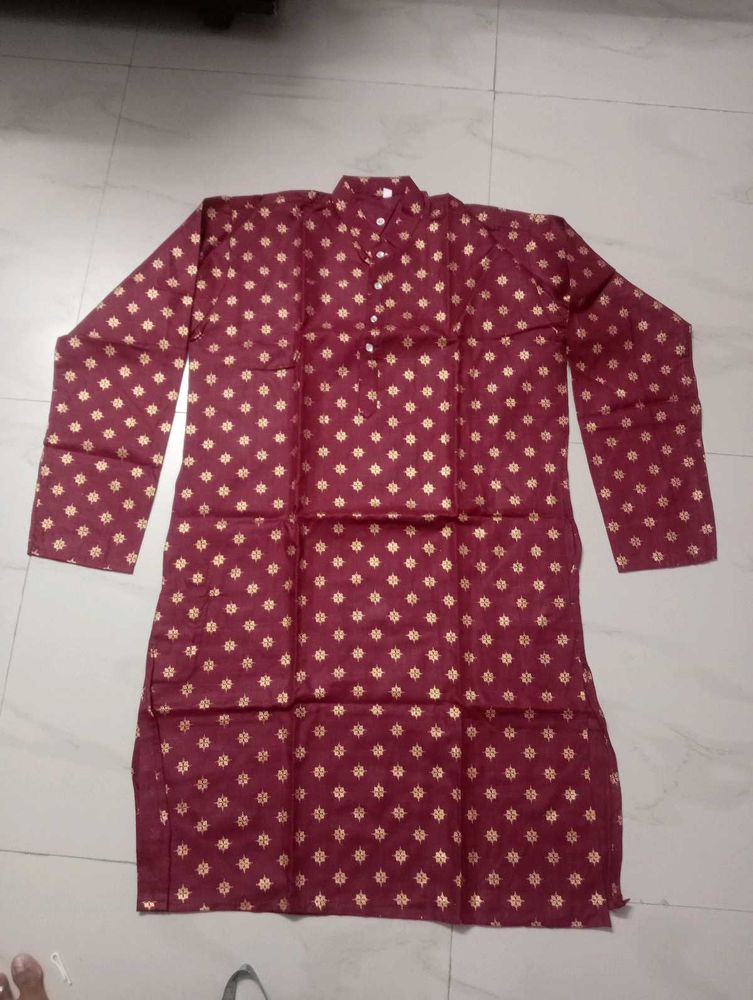 Maroon cotton blend printed Kurta