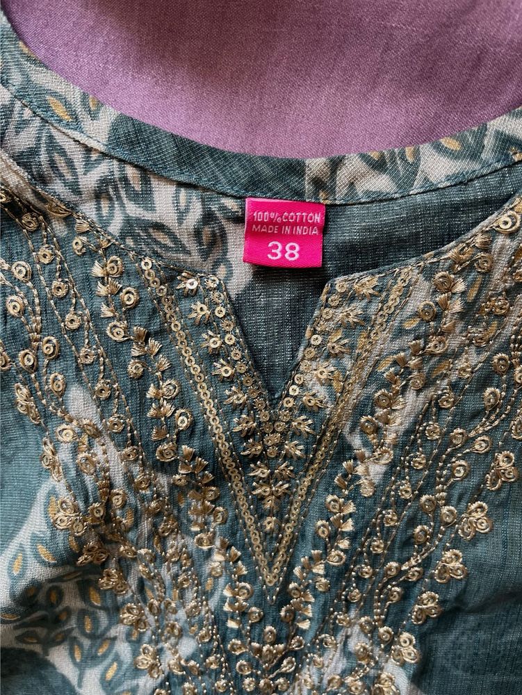 Embroidered Cotton Kurta with dupatta